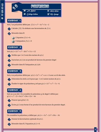 Revision polynomes Maths 1ere S by Tehua