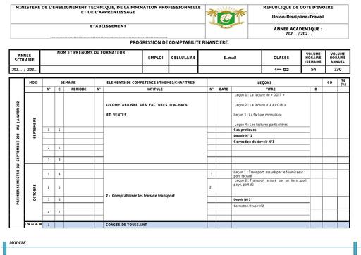 PROGESSION 1ère G2 COMPTA by Tehua