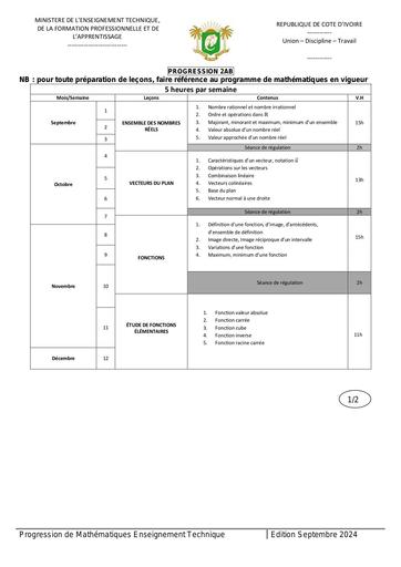 Progression Maths 2NDE AB 2024 by Tehua