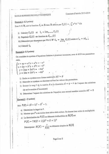 Concours ESP Mathématiques 2013 2014suite by tehua