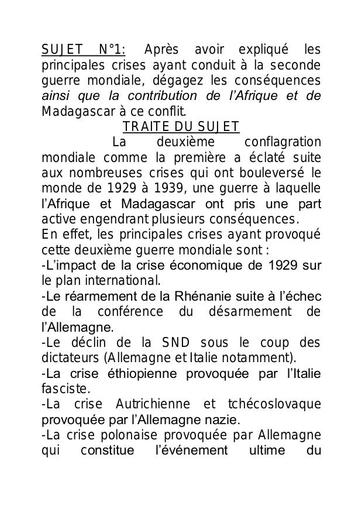 Sujets Traités D'histoire Tle L by Tehua