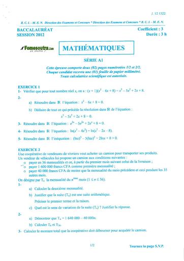 Bac a1 math 2012 by TEHUA