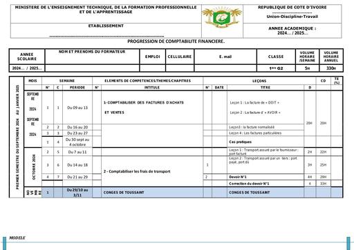 PROGRESSION 1ère G2 COMPTA FINANCIERE by Tehua