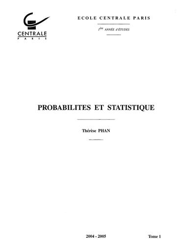 Probabilités et statistique Ecole Centrale Paris