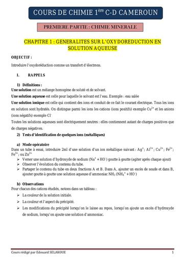 Cours de Chimie 1er D by Tehua