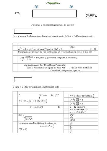 SUJET DU devoir N°1 de MATHS Tle D+barème DREN ABIDJAN 4 C BOCABO BY TEHUA