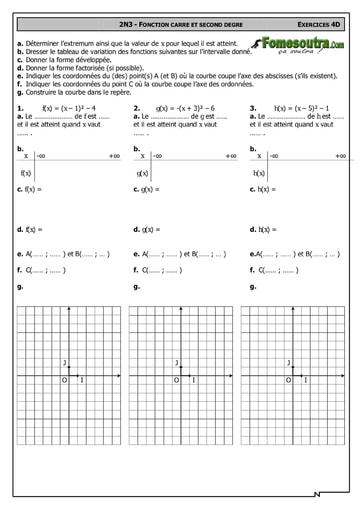 Fonction carré et second degré 5 - Maths 2nd F2