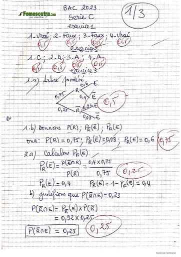 Barème maths bac 2023 serie C