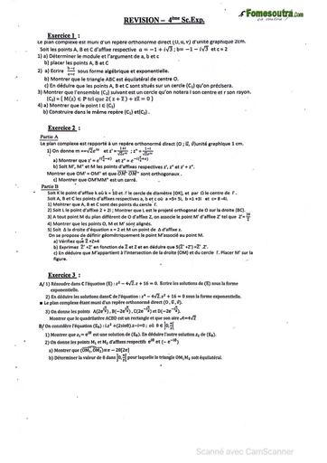 FICHE D'EXERCICES CORRIGES SUR NOMBRES COMPLEXE MATHS Tle D By TEHUA