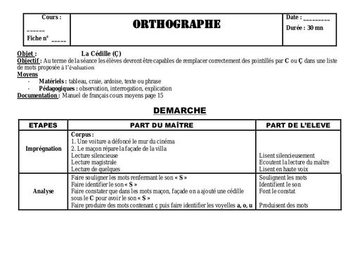 Fiche de cours CM1 CM2 Orthographe by Tehua