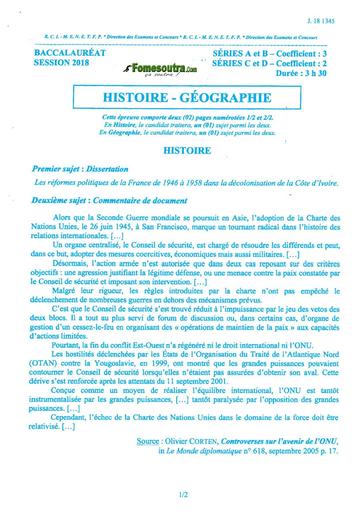 Bac a b c d histoire Geographie 2018 by TEHUA