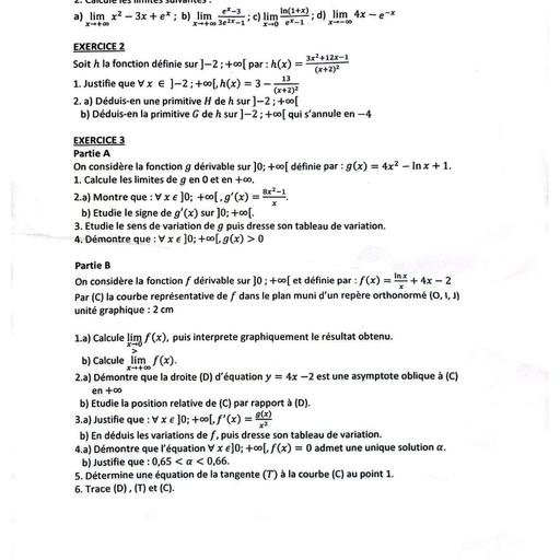 Fiche de maths Tle D expo renfo janvier 2025 by Tehua