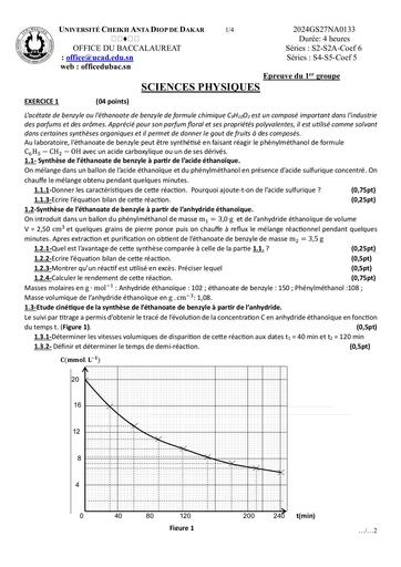 Bac 2024 serie S PC sujet Sénégal by Tehua