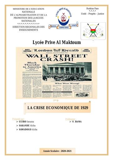 Exposé sur La crise economique de 1929 by Tehua