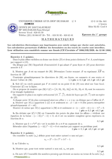 Sujet de Maths des BAC S1 S3 2012 - Sénégal